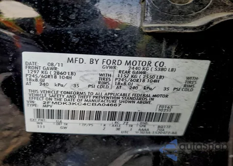 2012 Ford Edge Limited z USA, uszkodzony, nr VIN 2FMDK3KC4CBA04667